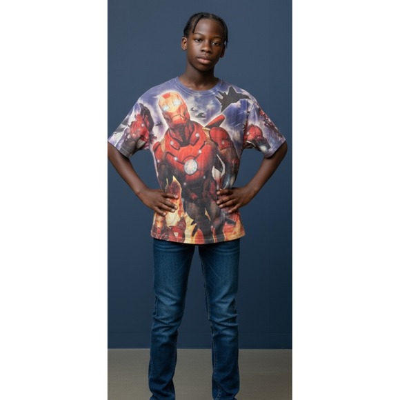 Other - Marvel‎ Iron Man Graphic T Shirt Boys Kids All Over Print Short Sleeve